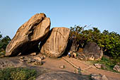 Mamallapuram - Tamil Nadu. The rocks outside the Trimurty cave. 